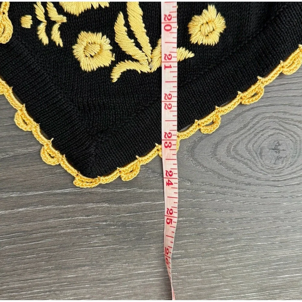 Arriviste‎ Black Gold Embroidered Sweater Vest M 90s Vtg Boho Coquette Folk Art - Picture 6 of 6